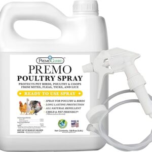 Premo Guard Poultry Spray - 128 oz - Kill Scaly Leg, Mites, Fleas, Lice, & Other Pest on Chickens and in Coops - Natural Plant Based Oils for Control, & Prevention - Family Safe with No Egg Withdrawl