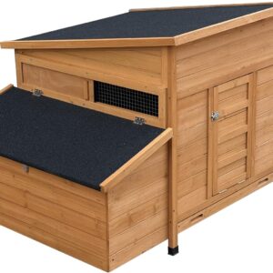 RUNVA Chicken Coop, Large Wooden Chicken Hutch with 6 Nesting Boxes, Outdoor Hen House,Small Animal Cages, Duck Houses