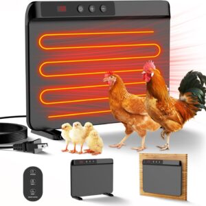 TIMEBAL 2025 Smart Chicken Coop Heater with Adjustable Temperature Remote Control, 200 Watts Radiant Heat Flat Panel Heaters for Winter Heating,Adaptable to Timer and Temp Controllers (Black)