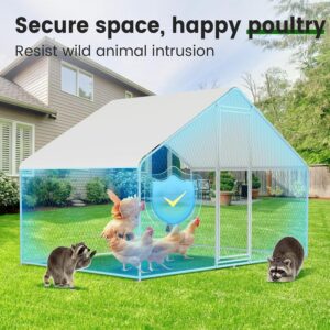 Chicken Coop 9.8x6.5x6.5ft Large Metal Chicken Run for 6/10 Chickens Poultry Cage with Waterproof Cover for Duck Walk-in Chicken Pen for Yard