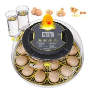 Incubator for Hatching Eggs-18 Egg Capacity, 2026 Newly Upraded Automatic Egg Turner, Temperature & Humidity Control, 360° Viewing for Chicken, Duck and Quail Eggs (Black)