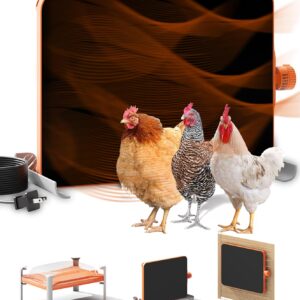 Smart Chicken Coop Heater, 200 Watts Chick Heater Built-in Adaptive Temperature Sensor, Chicken Coop Heater for Winter, Coop Heater Adaptable to Timer and Temp Controllers,UL-Compliant