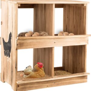 Nesting Boxes for Chickens - Wooden Chicken Nesting Box for Poultry Heavy Duty 4 Compartments Laying Eggs Nest Box Wall Mount for Chickens, Hens, Ducks