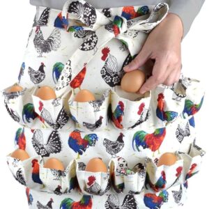 Egg Collecting Apron with 12 Deep Pockets Gathering Holding Farmhouse Fresh Eggs for Chicken Hen Duck Goose