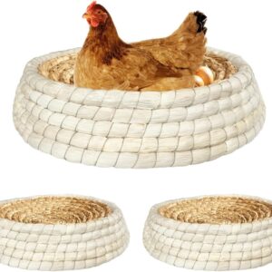 Chicken Nest for Chicken Coop, Handmade Woven Flat Base Straw - 2 Pack 15.5"x15.5"x3.5" Premium Laying Hen Nesting Pads (2 nest)