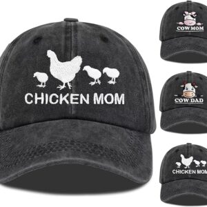 Chicken Mom Hat, Chicken Cow Farms Gifts, Cow Mom/Dad Baseball Hat Adjustable Embroidered Farmer Baseball Cap