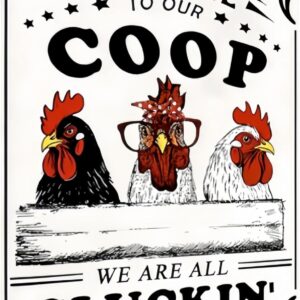 Funny Chicken Sign – Retro Tin Sign for Coop, Farmhouse, or Kitchen Wall, Cute Farm Animal Decor for Chicken Lovers, 12x8 Inch