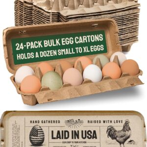 PTCOM Hatortempt Bulk Egg Cartons - 24-Pack, Reusable 12-Count Basket - Recycled Paper Pulp Protection & Ventilation - Fits Small to XL Sizes - Dozen Egg Carton Basket